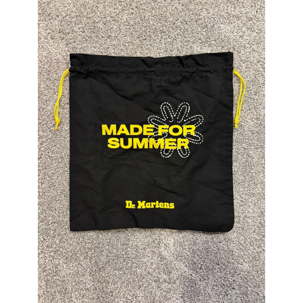 Dr Martens Made For Summer Black Drawstring Pouch Bag Yellow Daisy Logo Shoe Bag